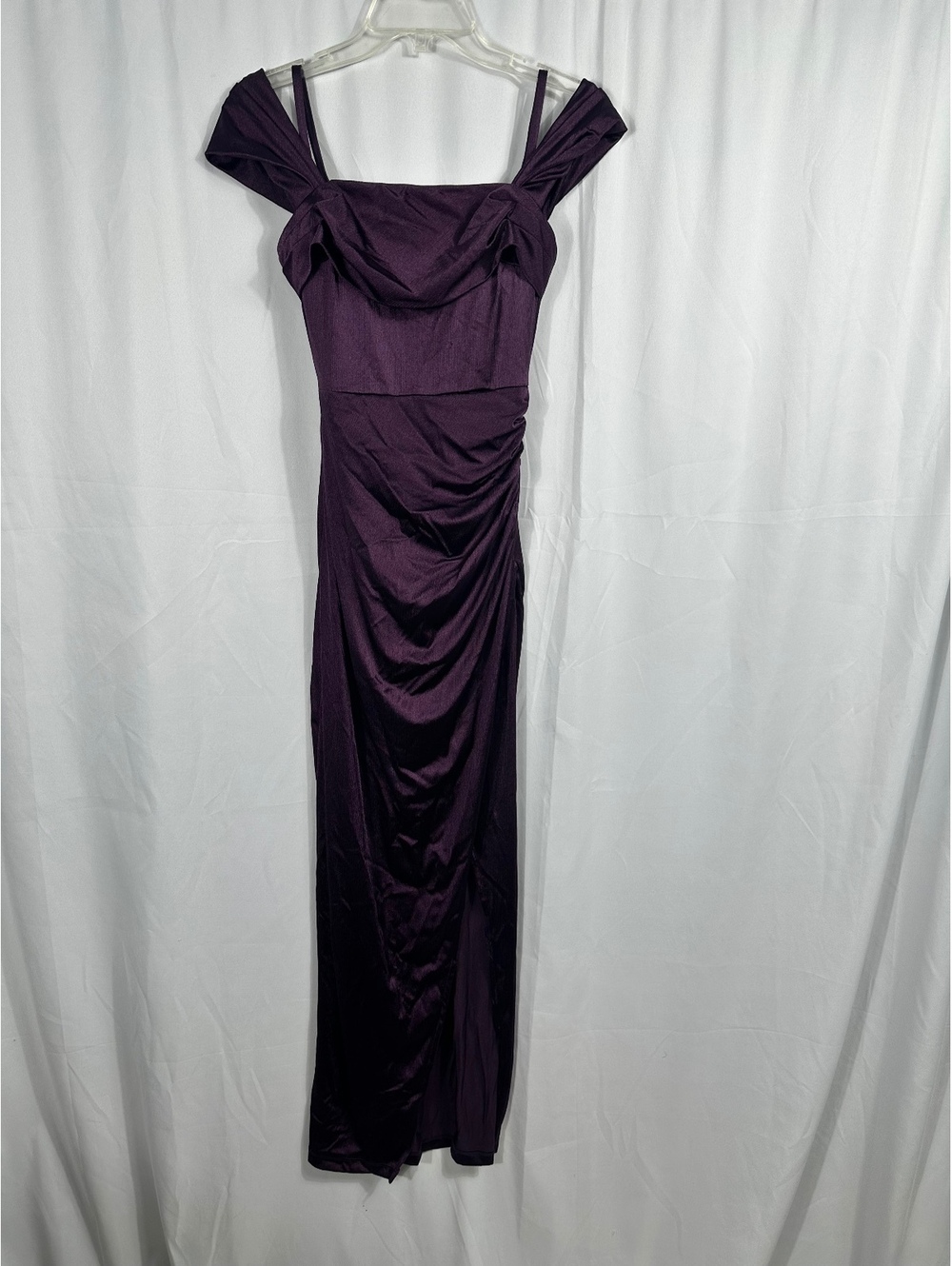 Popilush Women's Purple Ruched Maxi Dress Built In Shapewear XS